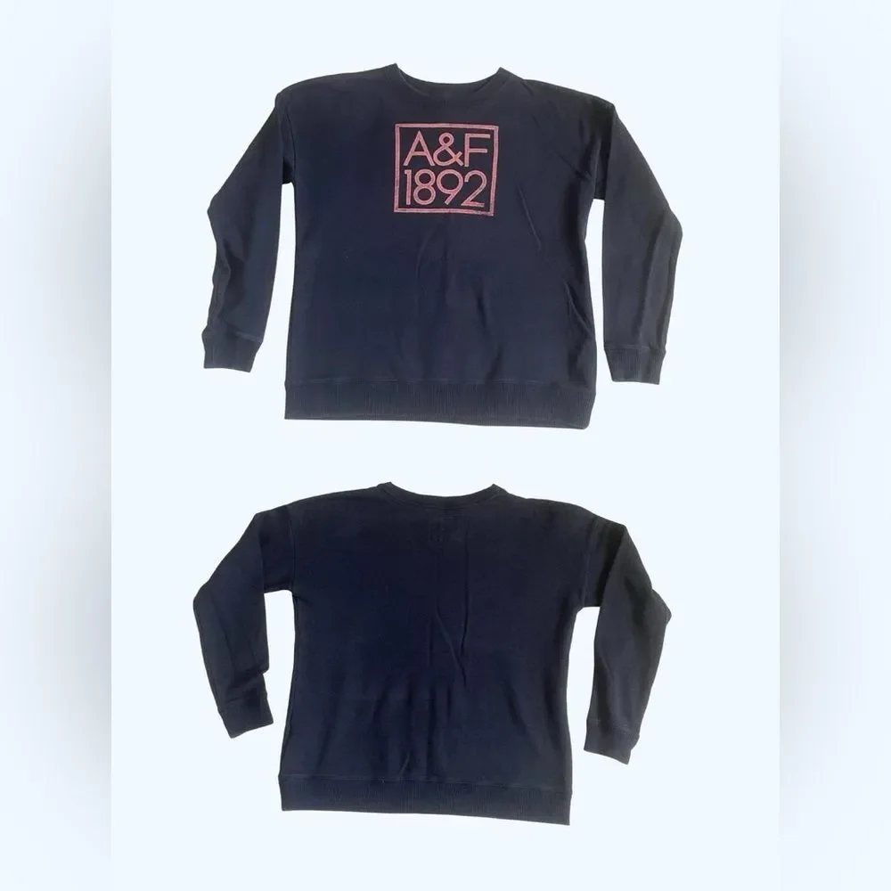 Abercrombie Kids Navy Blue Crewneck Sweatshirt Pink 1892 Logo Gorpcore Preppy XL